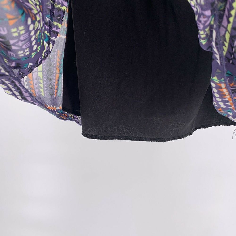 Strapless Ruffle Purple Patterned Neon Mini Dress - Picture 6 of 6